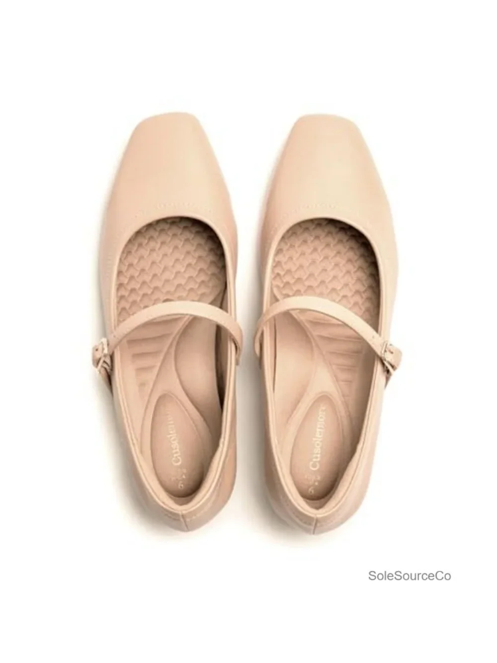 Comfy Cushioned Square Toe Mary Jane Flats with Arch Support and 1-Inch Hidden